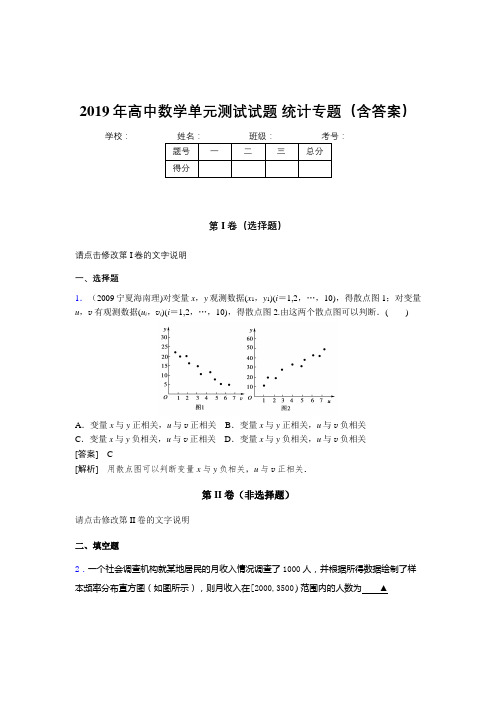 精编2019年高中数学单元测试试题-统计专题考核题库(含答案)