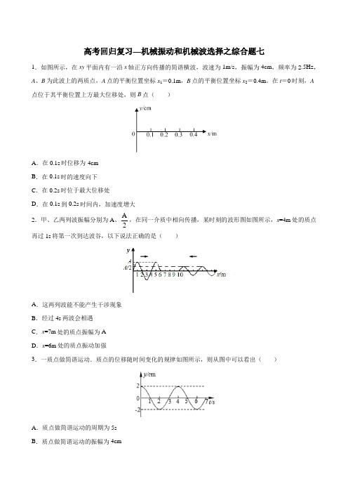 2020年高考回归复习—机械振动和机械波选择综合题七  含答案