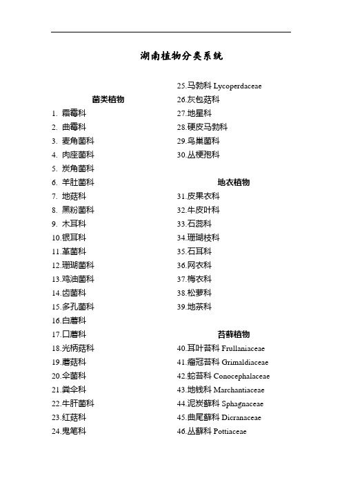 湖南植物分类系统1