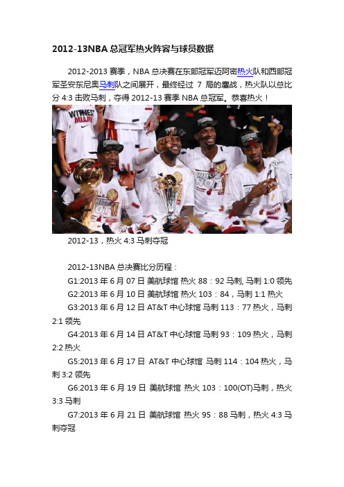 2012-13NBA总冠军热火阵容与球员数据