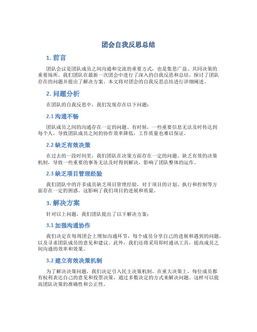 团会自我反思总结