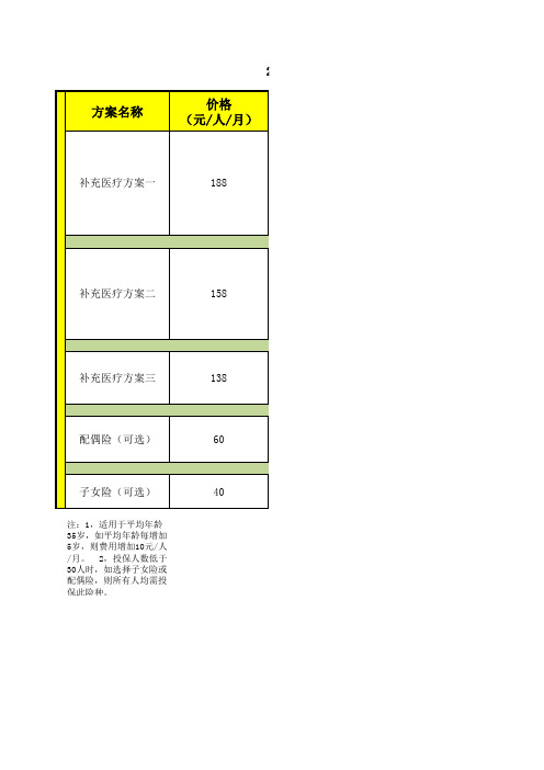 2013年补充医疗服务报价单-