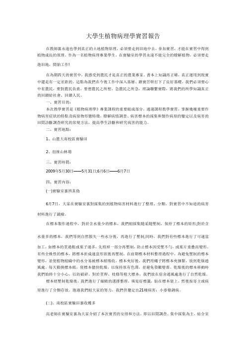 大学生植物病理学实习报告
