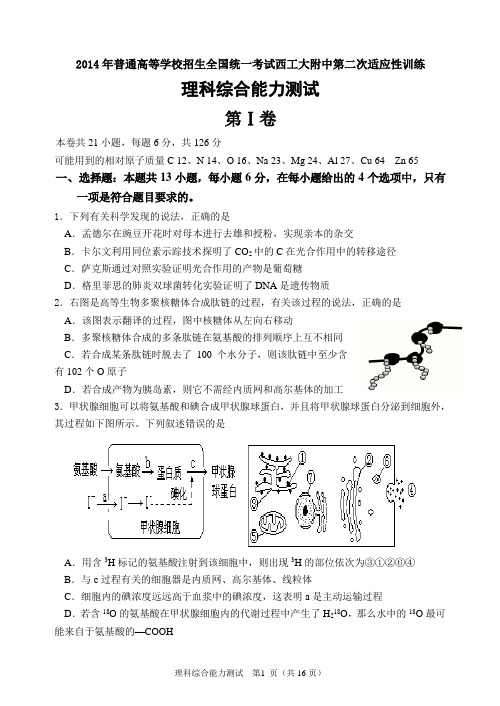 2014年普通高等学校招生全国统一考试西工大附中第二次适应性训练总结