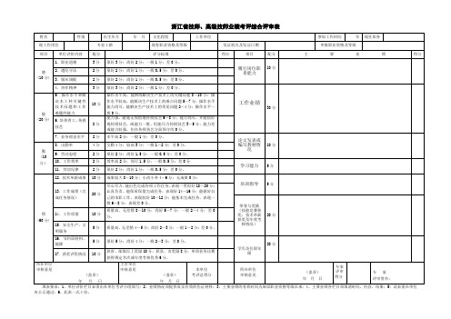 浙江省技师、高级技师业绩考评综合评审表【模板】