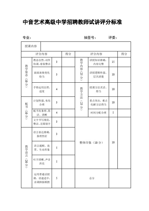 招聘教师试讲评分标准.doc