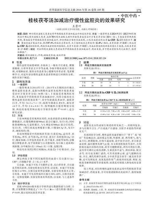 桂枝茯苓汤加减治疗慢性盆腔炎的效果研究