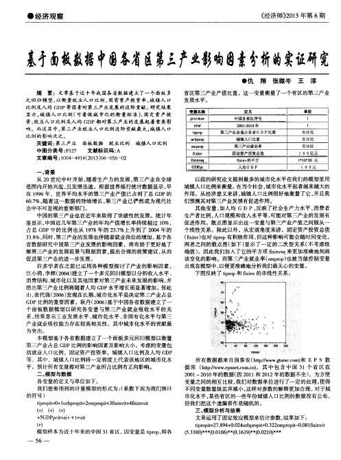 基于面板数据中国各省区第三产业影响因素分析的实证研究