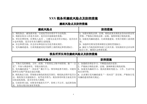 税务所廉政风险点及防控措施