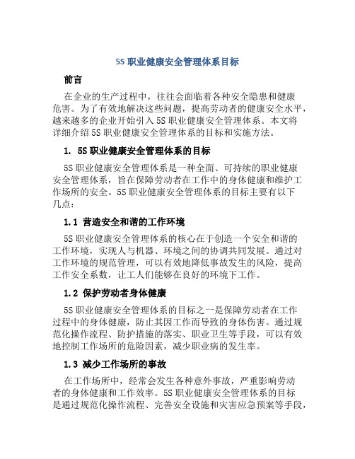 5S职业健康安全管理体系目标