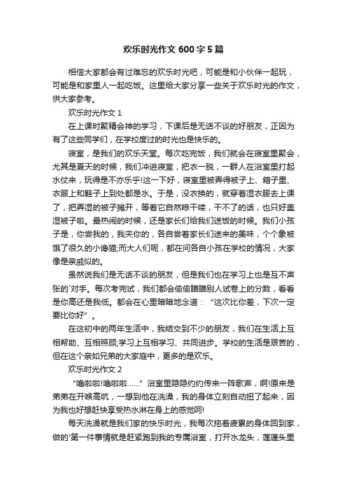 欢乐时光作文600字5篇