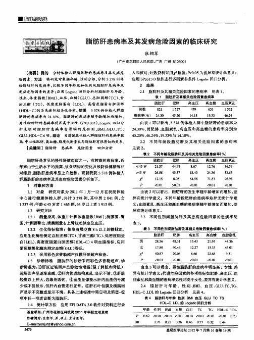 脂肪肝患病率及其发病危险因素的临床研究