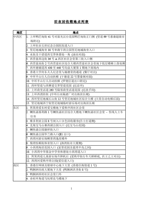 旧衣回收箱地点列表 - Home Affairs Department  民 政 …