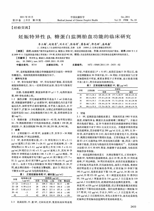 妊娠特异性β_1糖蛋白监测胎盘功能的临床研究