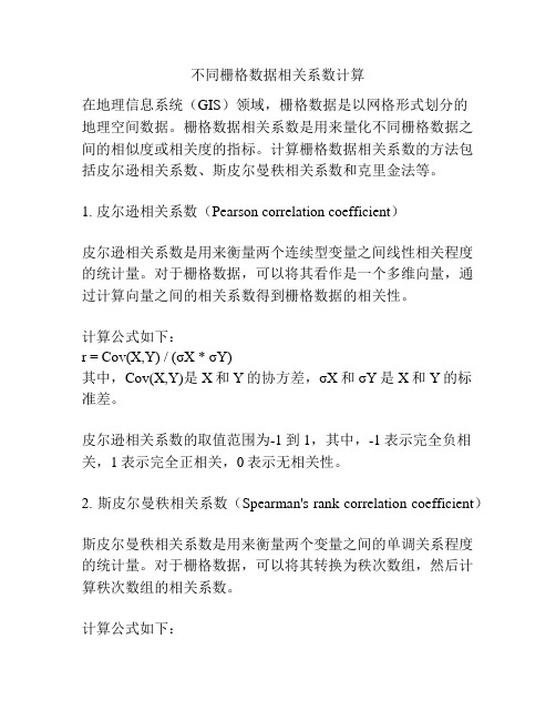 不同栅格数据相关系数计算