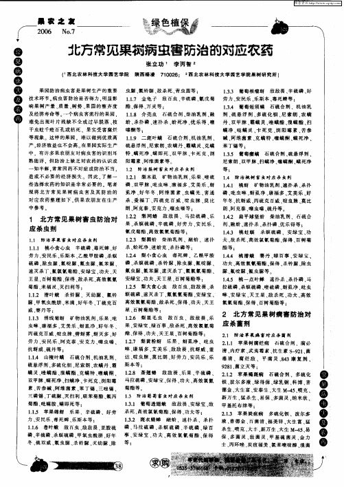 北方常见果树病虫害防治的对应农药