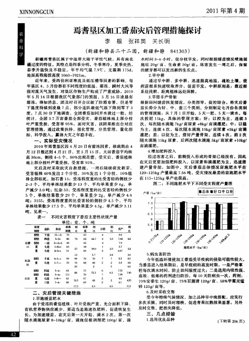 焉耆垦区加工番茄灾后管理措施探讨