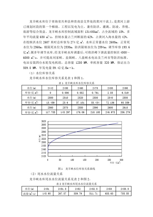 龙羊峡水库基本资料