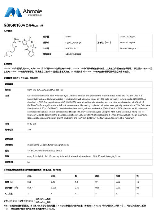 GSK461364_Cell Cycle_PLK_CAS号929095-18-1说明书_AbMole中国