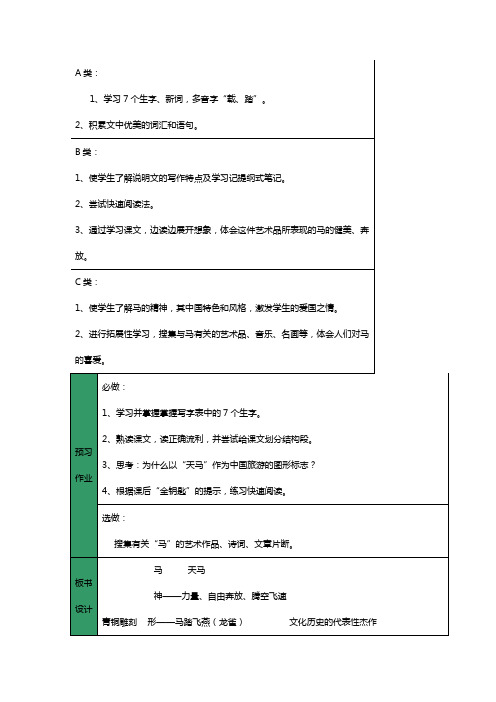 北师大2001课标版小学语文五年级上册《一 马 天 马》优质课教学设计_16