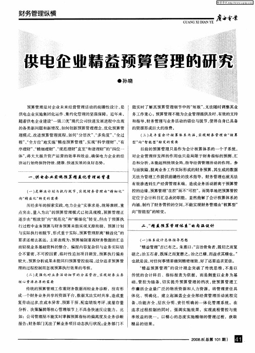 供电企业精益预算管理的研究