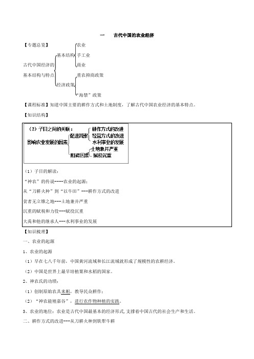 必修二全册学案：第一单元 古代中国经济的基本结构与特点 一、古代中国的农业经济 Word版含解析