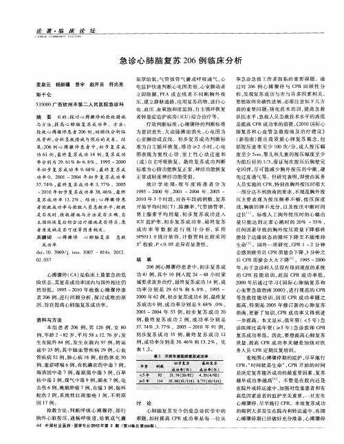 急诊心肺脑复苏206例临床分析