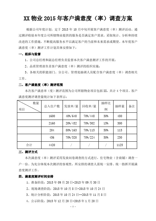 物业公司客户满意度率调查方案.doc