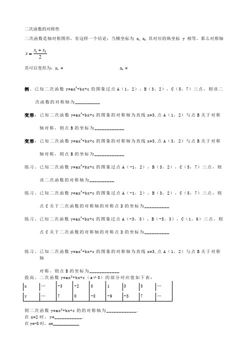 二次函数的对称性