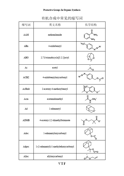 有机合成中的常见缩写词