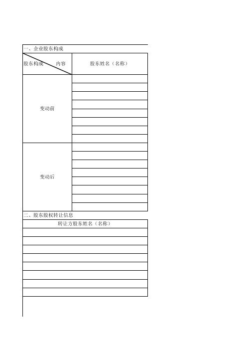 股东变动情况报告表-税务登记使用