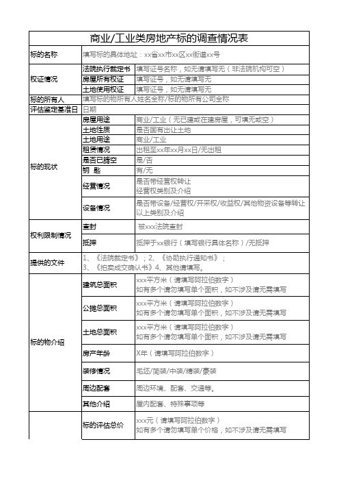 土地、房产-调查评估表模板