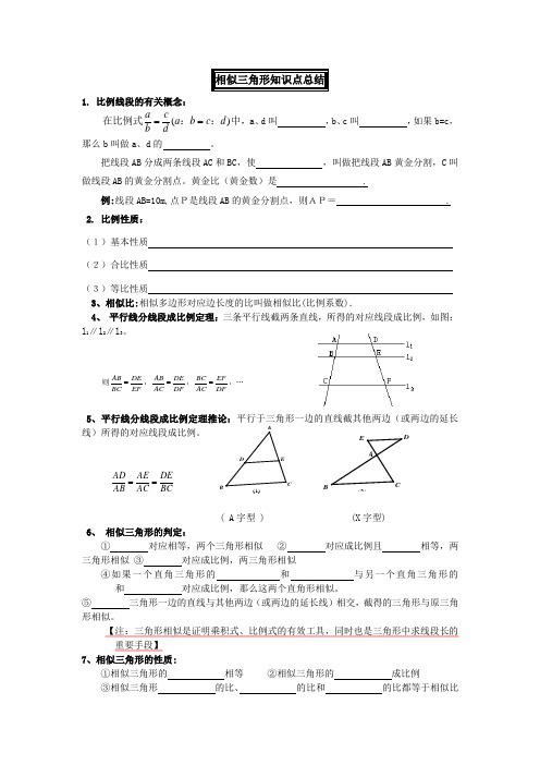 相似三角形、三角函数、反比例函数知识点总结(导学案)