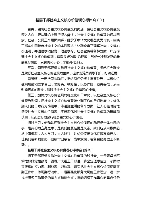 基层干部社会主义核心价值观心得体会（3）