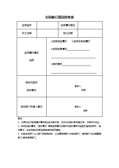 合同履行验收表