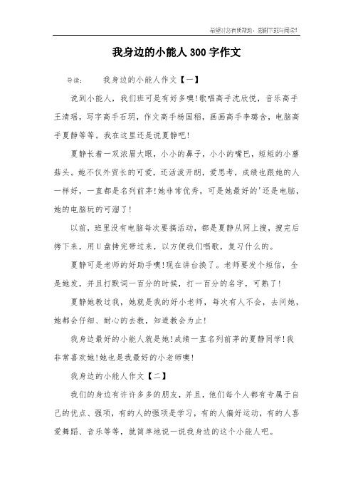 我身边的小能人300字作文