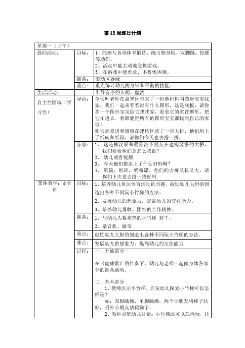 小班上学期第13周