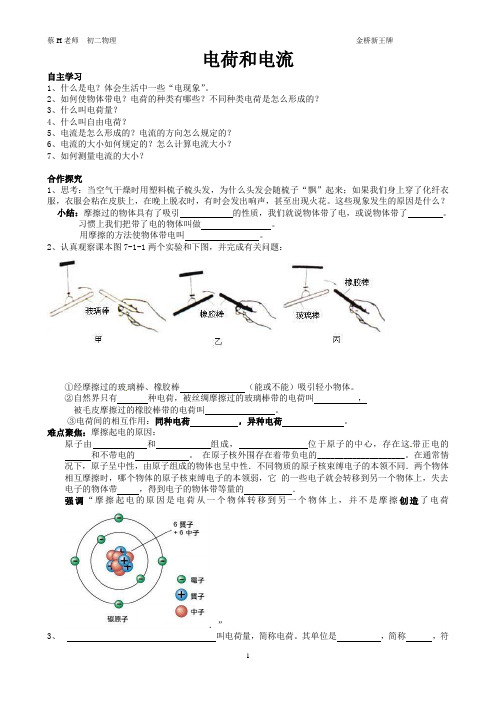 浦东补习班新王牌讲义电荷和电流