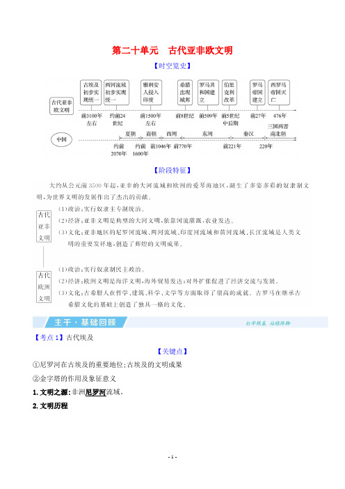 2024年中考历史总复习第一部分知识点梳理第二十单元古代亚非欧文明