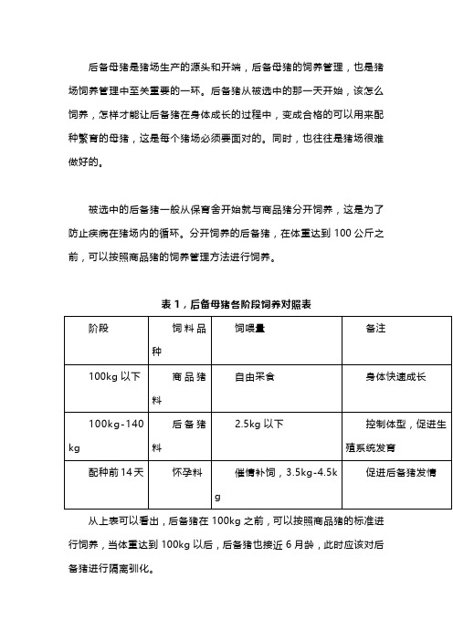 后备母猪的饲喂管理要点