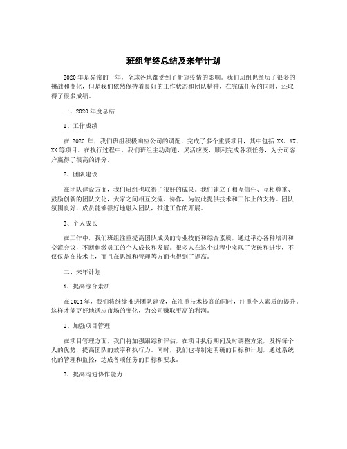 班组年终总结及来年计划