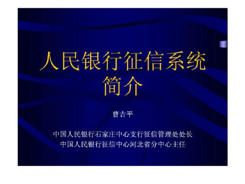 人民银行征信系统简介PPT课件