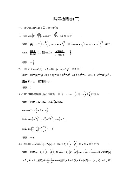 2014高考数学二轮专题复习(苏教版文科)Word版训练 专题提升训练阶段检测卷2