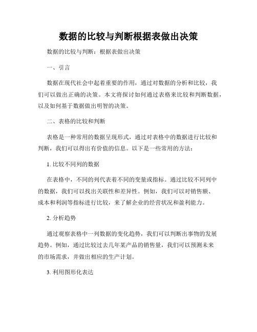 数据的比较与判断根据表做出决策