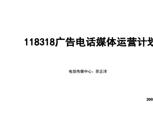 中国电信118318广告电话媒体运营计划PPT(27张)