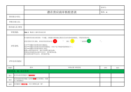 潜在供应商审核检查表