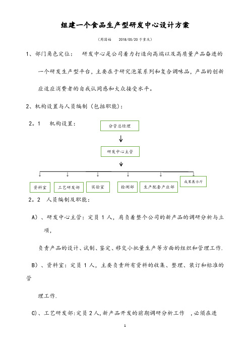 组建食品生产型研发中心设计方案