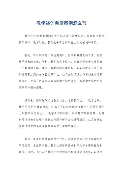 教学述评典型案例怎么写