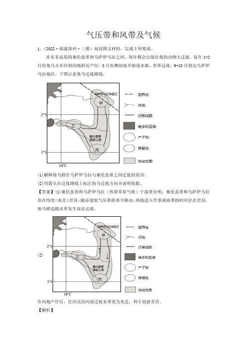 新高考地理气压带和风带及气候(解析版)