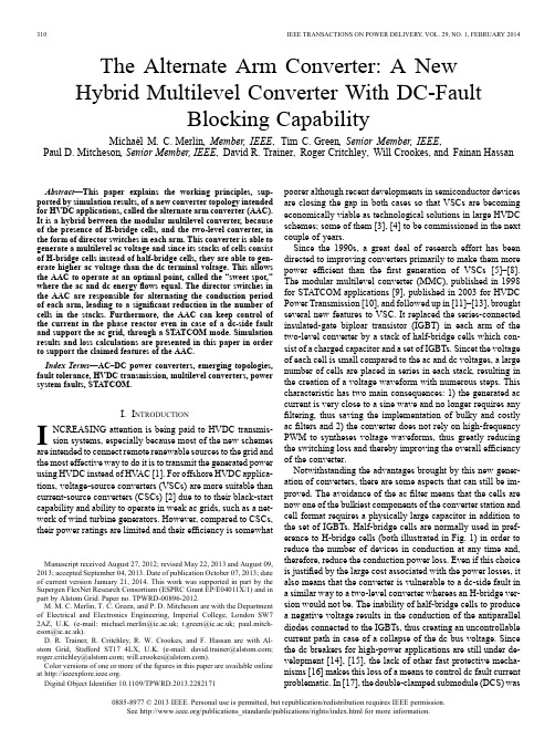 The Alternate Arm Converter A New Hybrid Multilevel Converter With DC-Fault Blocking Capability